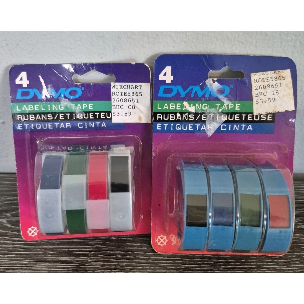 2 Vintage 1996 Dymo Esselte Multi Color Labeling Tape 3/8" X 4' New Sealed